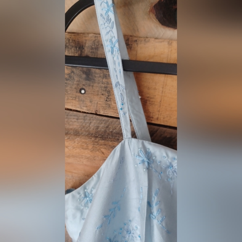 Light Blue Embroidered Dress - Picture 5 of 9